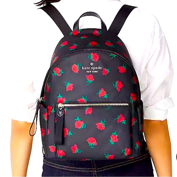 NWT Kate Spade Chelsea Rose Toss Printed Medium Backpack - Picture 3 of 9